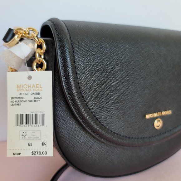 MICHAEL KORS Jet Set Charm Saffiano Leather MD Half Dome Chain Crossbody-🎈⭐$148 - Picture 16 of 16